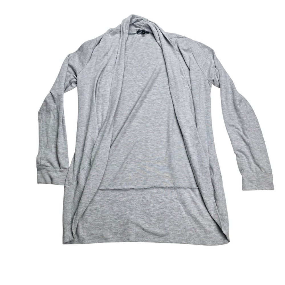 Ambiance Cardigan Womens Large Gray Good Open Front Draped Long Sleeve 61742